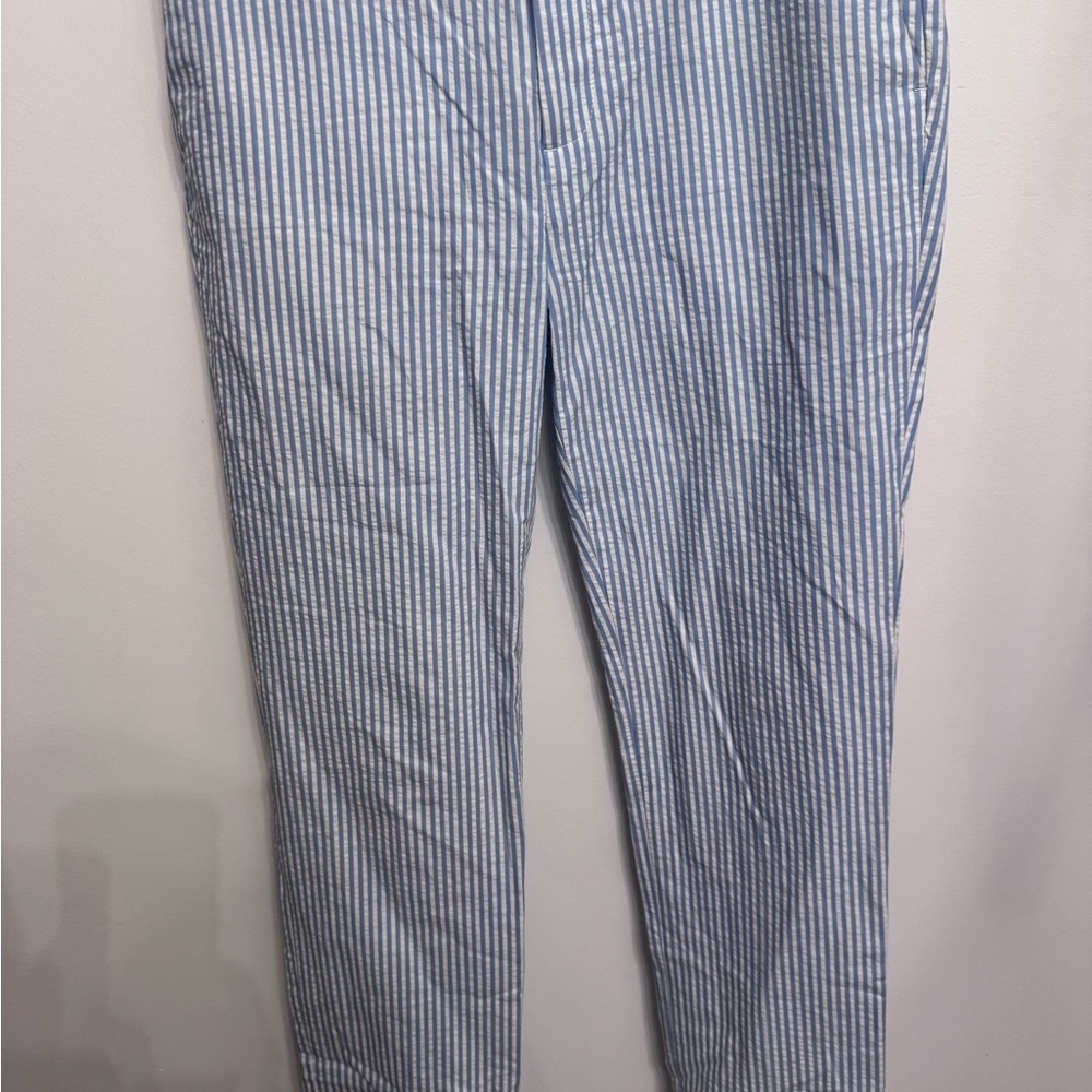J. Crew Light Blue & White Striped Seersucker Kids Pants